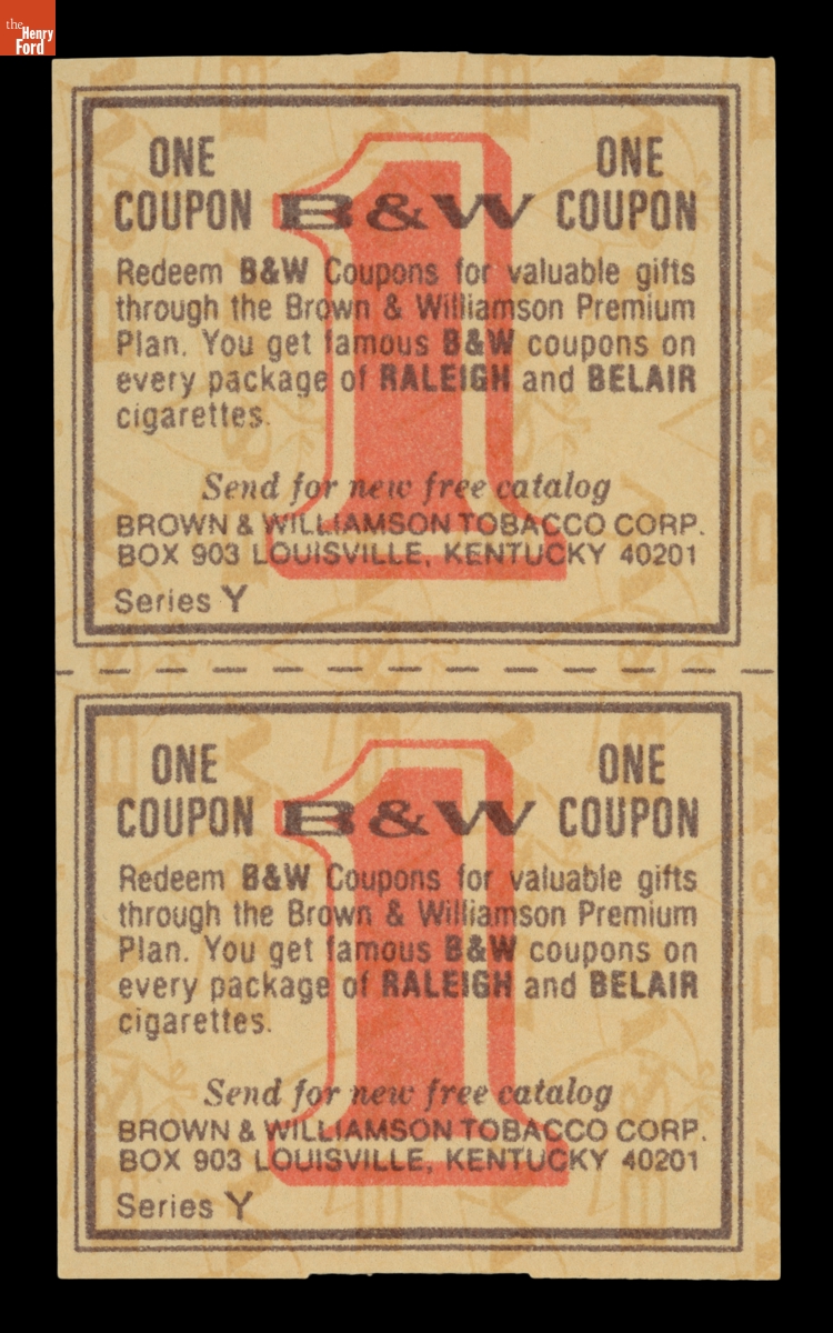 Raleigh & Belair Brand Cigarette Coupons, 1969-1970