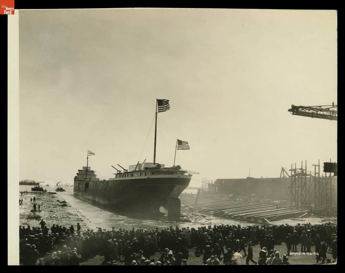 Launch of Ford Motor Company Ship "Benson Ford," Ecorse, Michigan, 1924
