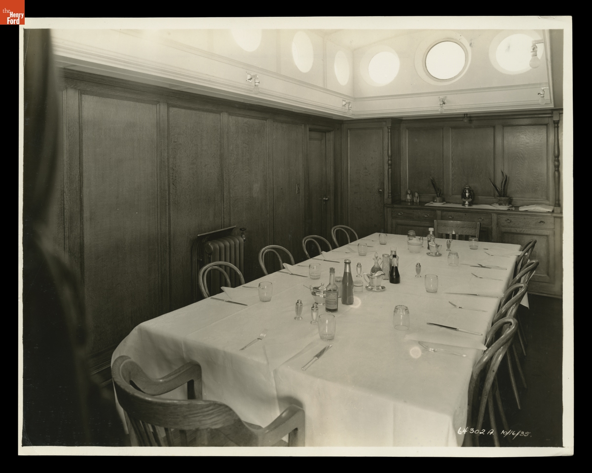 Crew Dining Room aboard the Henry Ford II Freighter, October 16, 1935
