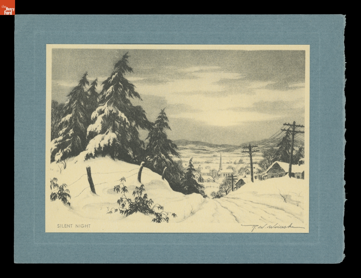 Christmas Card, "Silent Night," Artwork by R.W. Woiceske, 1935