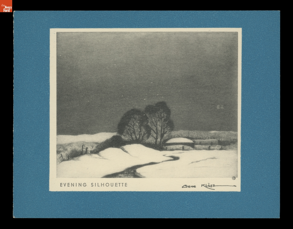 Christmas Card, "Evening Silhouette," Artwork by Gene Kloss, 1940