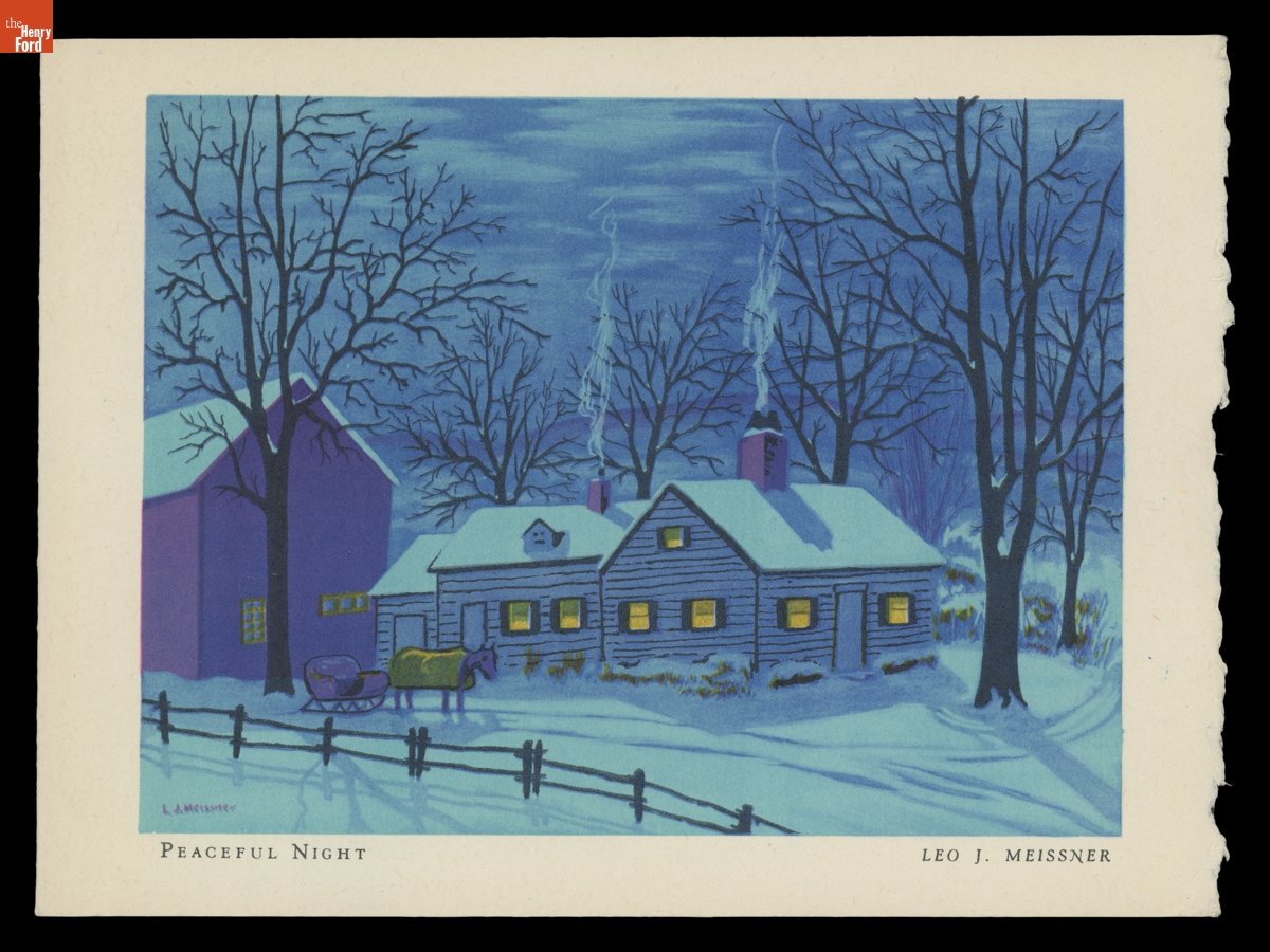 Christmas Card, "Peaceful Night," Artwork by Leo J. Meissner, 1945