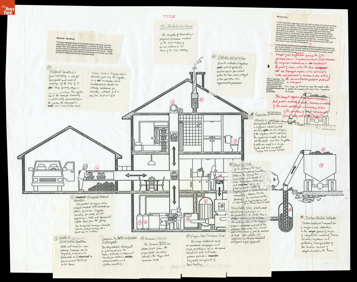 Annotated Illustration of the "Metabolic House" Concept by Bill Stumpf, circa 1989