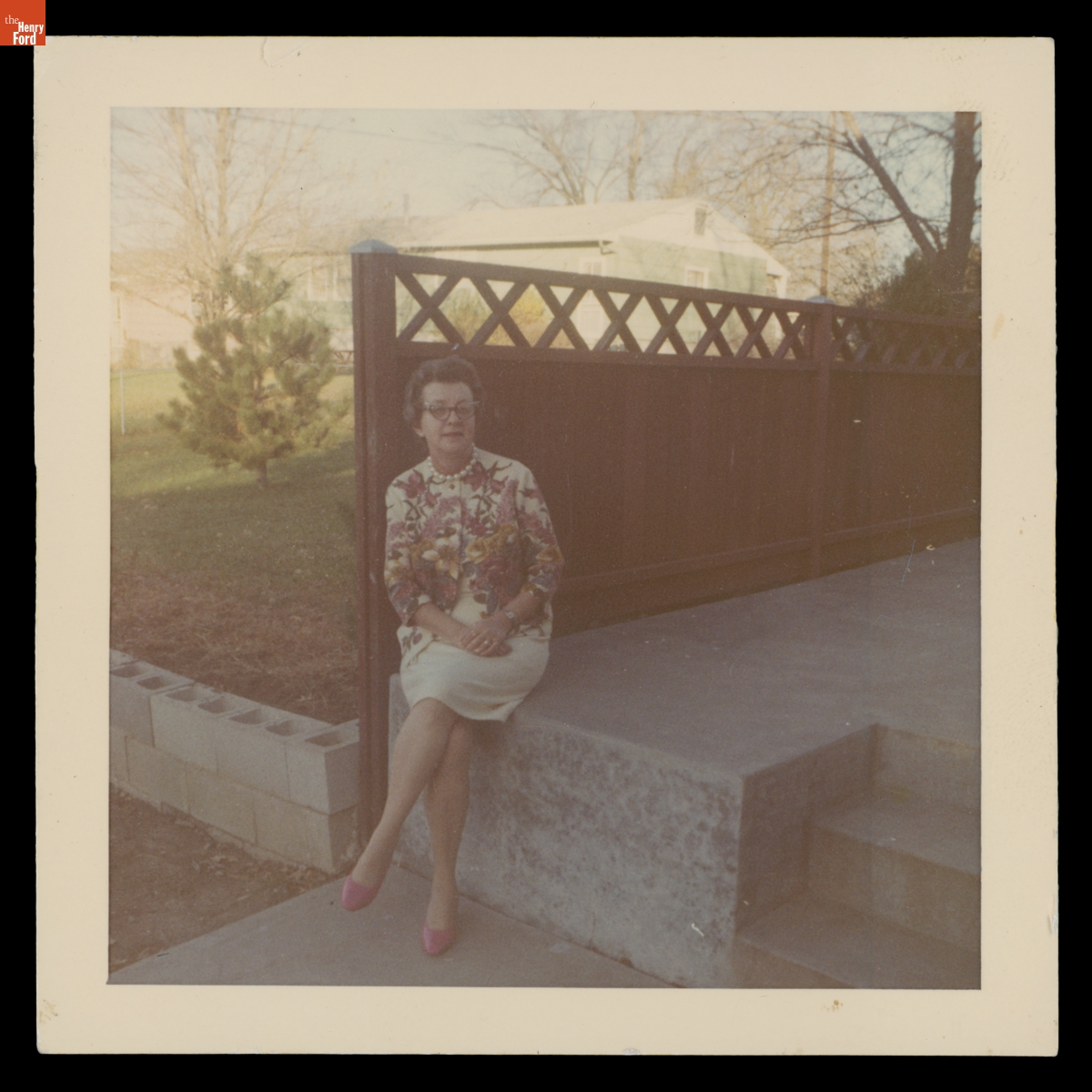 Emeline Miner Sitting on a Patio, Cedar Rapids, Iowa, circa 1970
