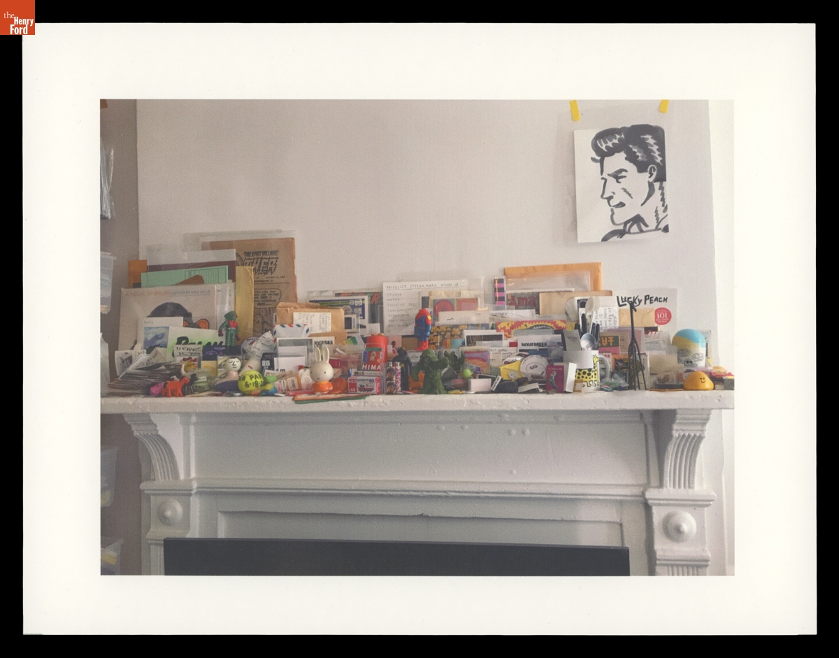Photograph of Fireplace Mantel in Jason Polan's Apartment Shortly after His Death, February 2020