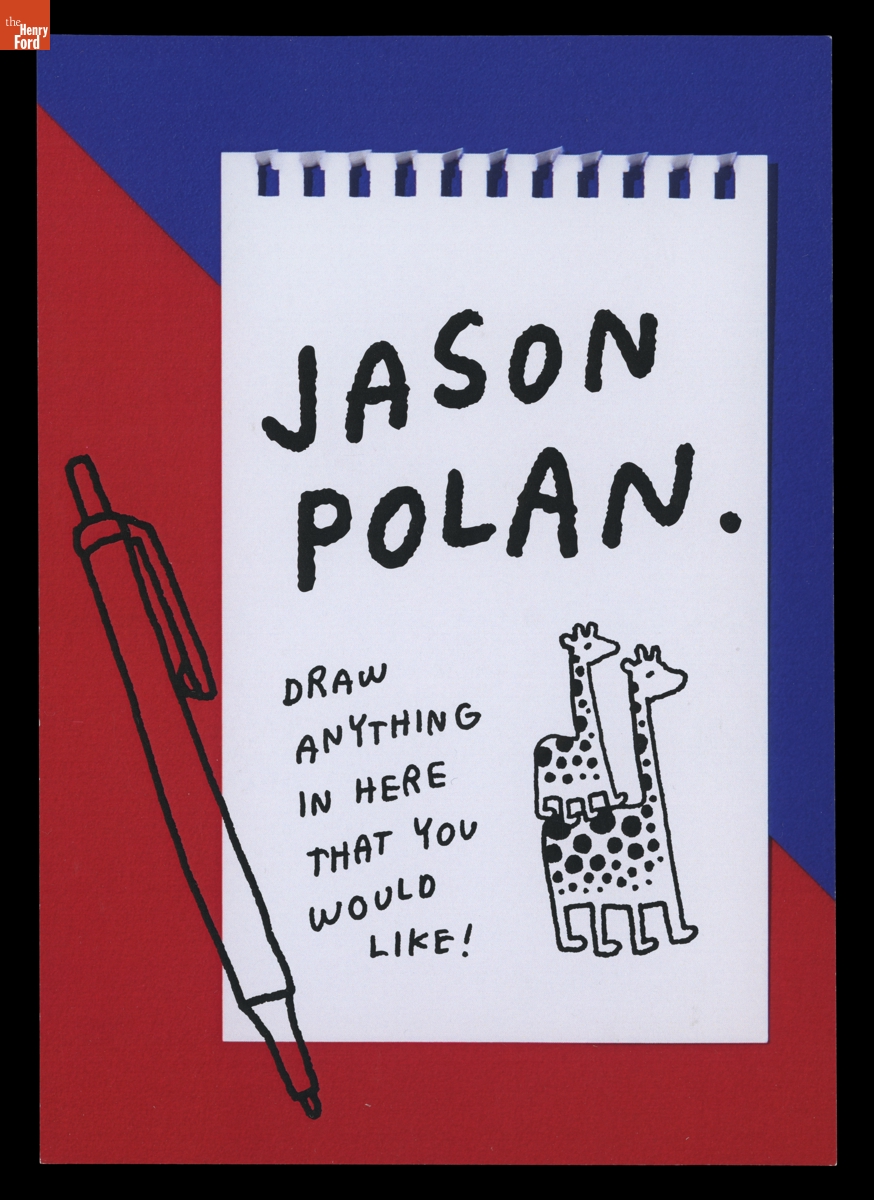 Card Advertising Jason Polan Drawing Workshops and "Draw Everything" Collection at Uniqlo Kichijoji, 2017