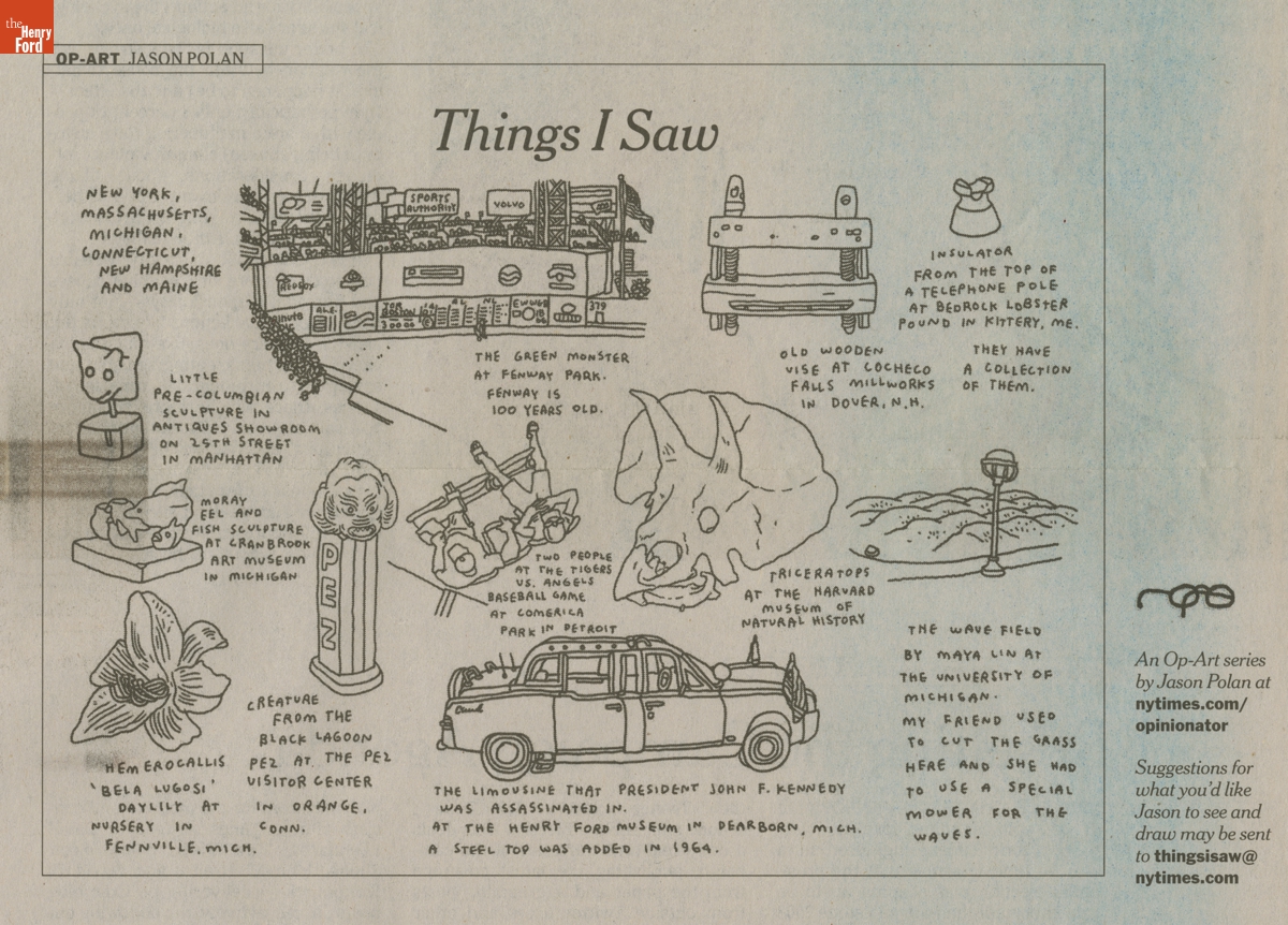 "Things I Saw-No. 23," New York Times Op-Art Illustration by Jason Polan, March 25, 2012