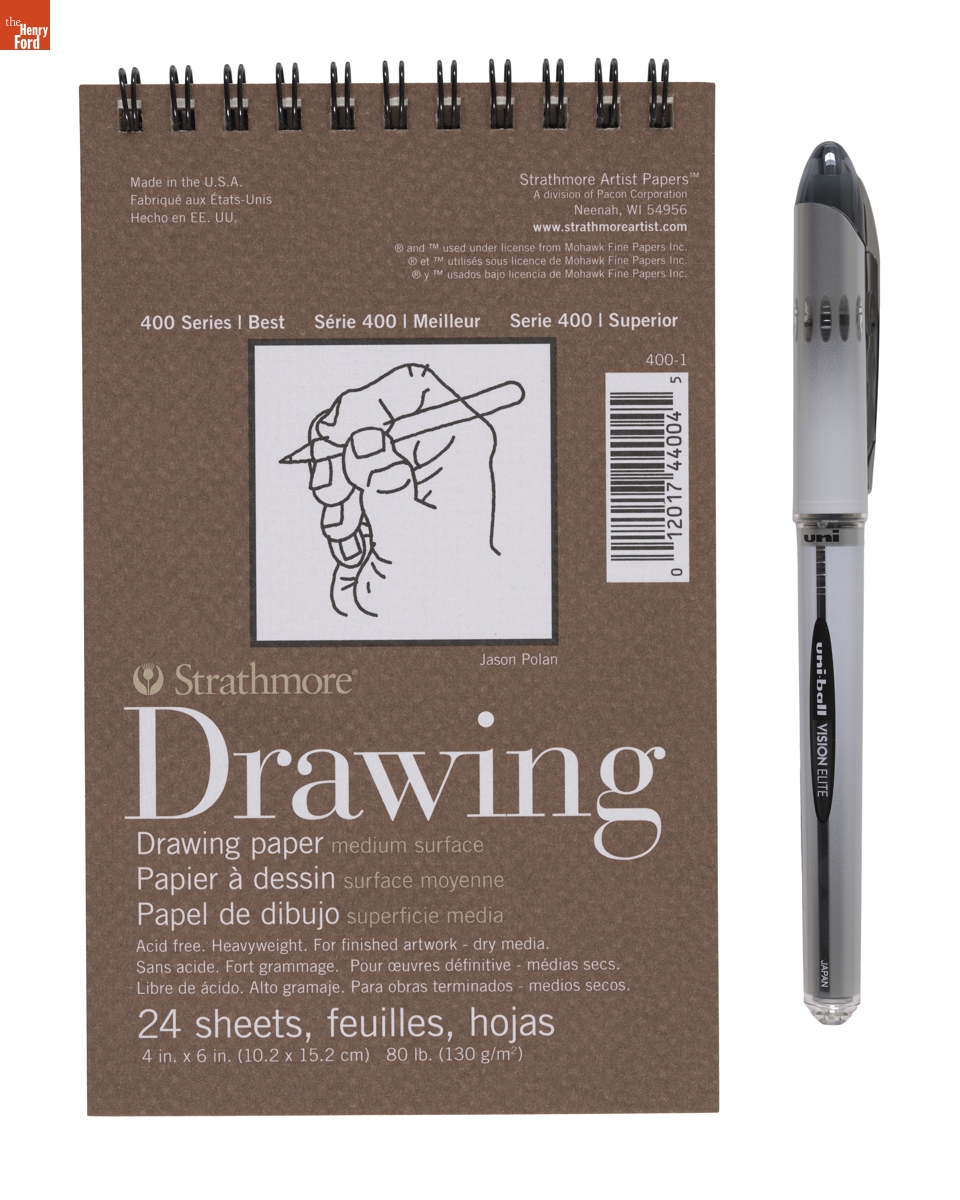 Custom Sketchbook and Ink Pen from the Whitney Museum, with Mailing Envelope, December 2019