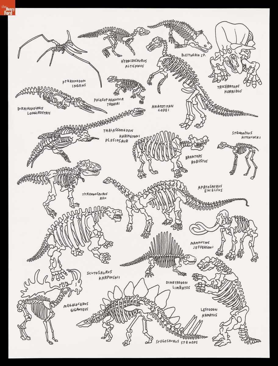 Dinosaurs at The American Museum of Natural History Editioned Print by Jason Polan for 20x200, 2016