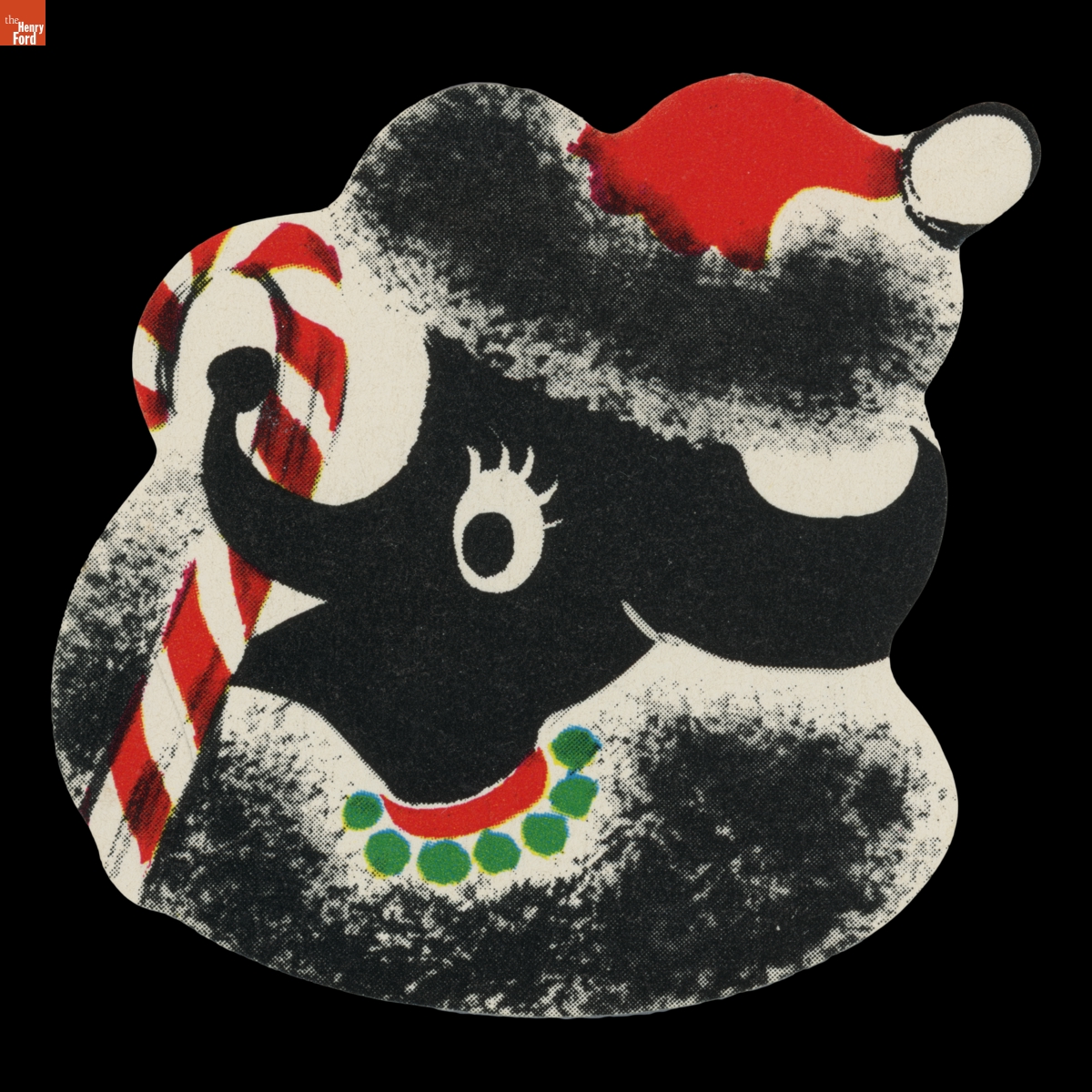 Poodle Holding a Candy Cane Gift Tag, 1955-1965