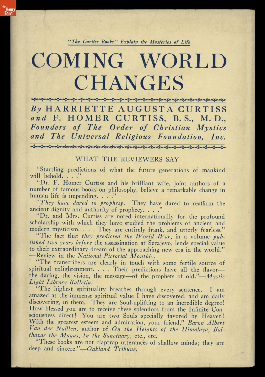 "Coming World Changes," 1929