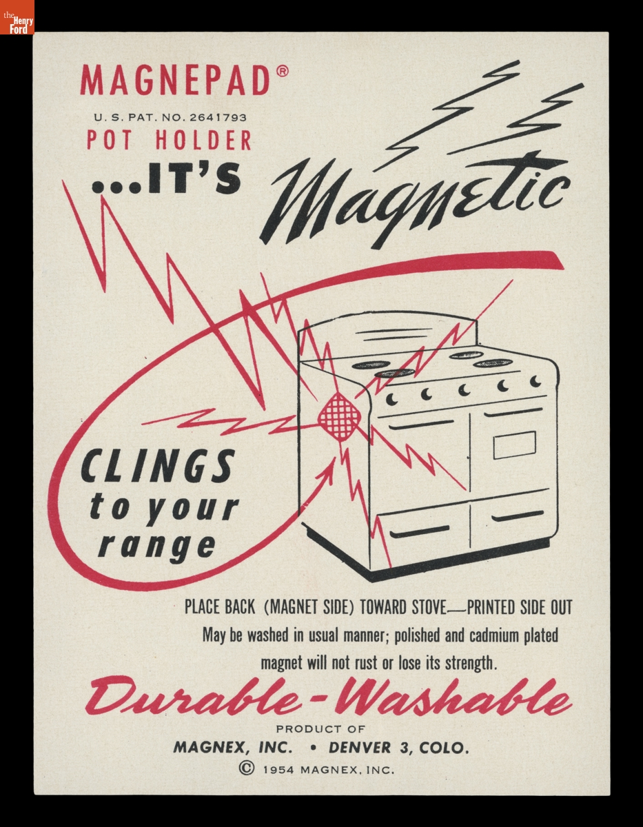 "Magnepad Pot Holder...It's Magnetic," circa 1954