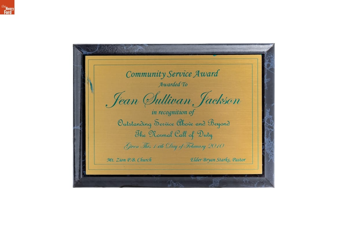Mt. Zion Primitive Baptist Church Community Service Award Presented to Richie Jean Jackson, Selma, Alabama