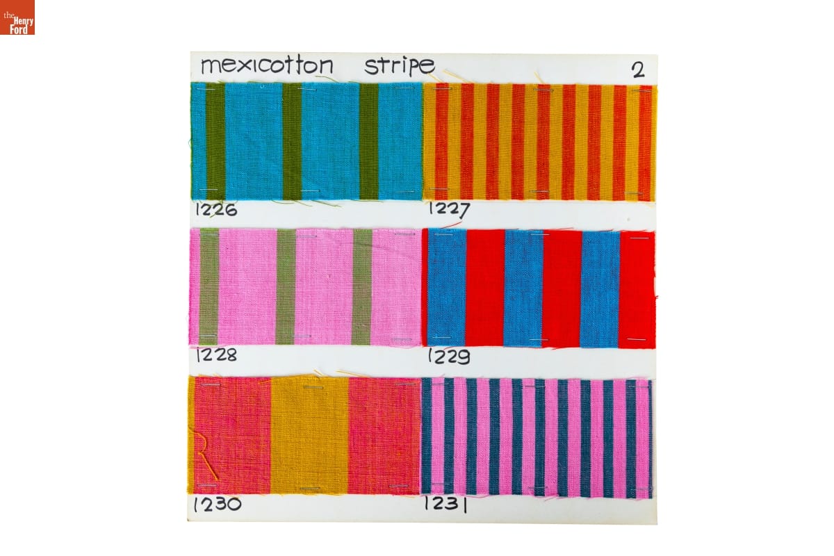 Textile Swatch Card, "Mexicotton Stripe," Designed by Alexander Girard for Herman Miller, 1961