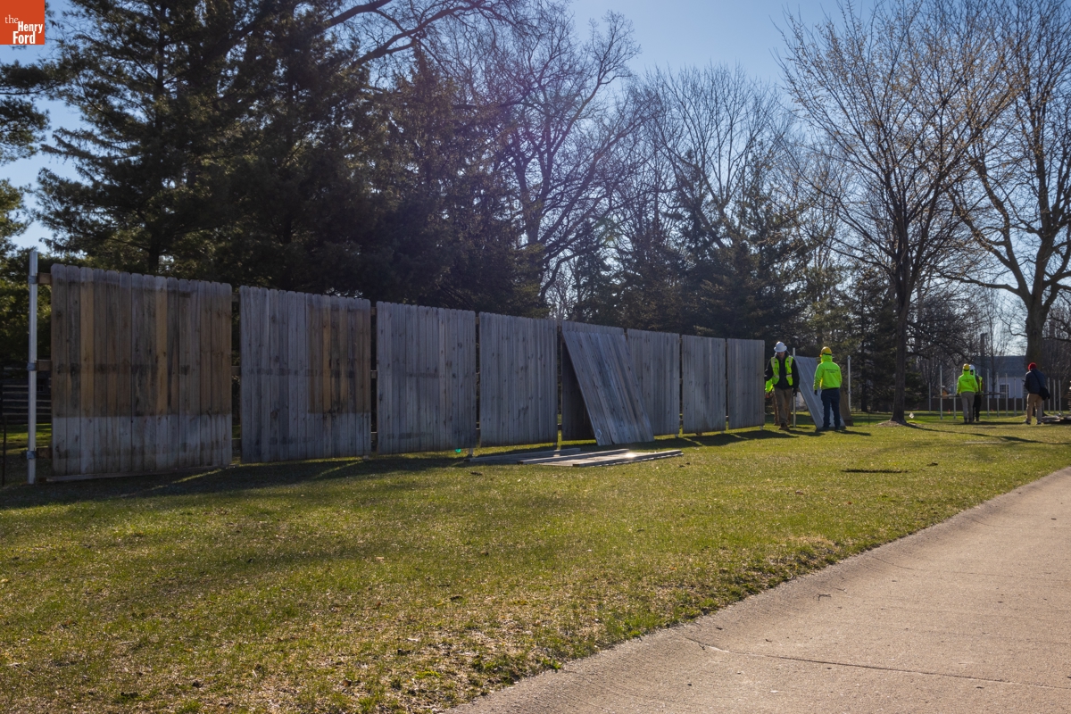 Jackson Home Construction Fence Being Built, Greenfield Village, March 15, 2024