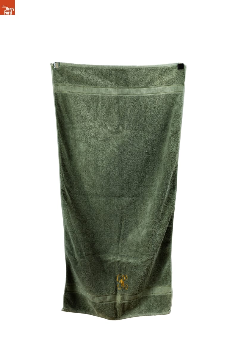 "R" Embroidered Bath Towel Used by Richie Jean Jackson, Selma, Alabama