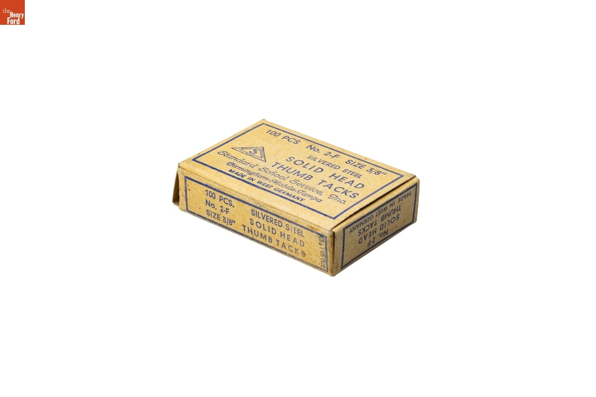 Box of Thumb Tacks Used by Richie Jean Jackson, Selma, Alabama