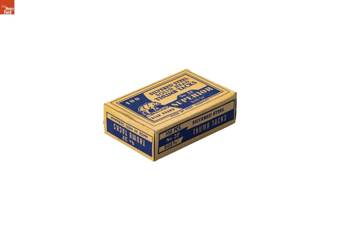 Box of Thumb Tacks Used by Richie Jean Jackson, Selma, Alabama