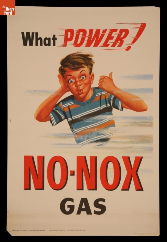 Advertising Poster, "What Power! Use No-Nox Gasoline," 1950