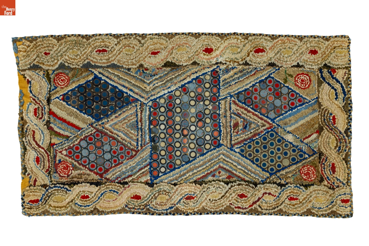 Hooked Applique Braided Rug, circa 1850