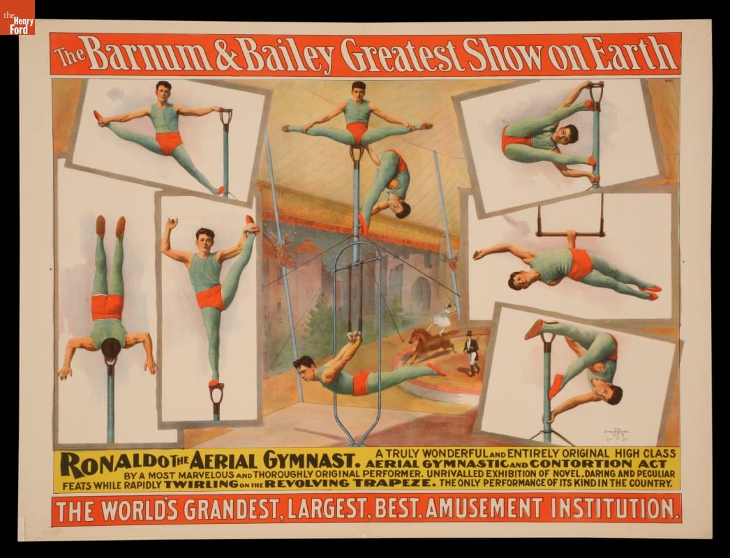 Circus Poster, Barnum and Bailey Circus Presents "Ronaldo The Aerial Gymnast," circa 1890