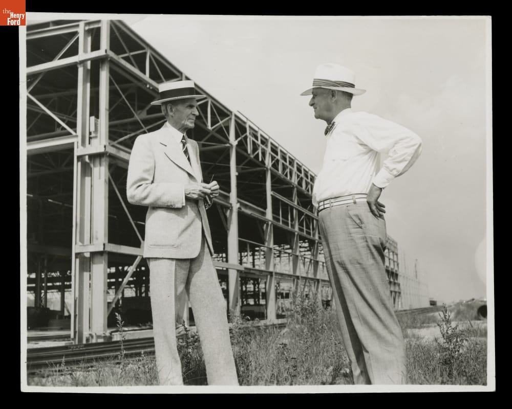 Henry Ford and Ray Dahlinger at Construction Site of the Willow Run Bomber Plant, 1941