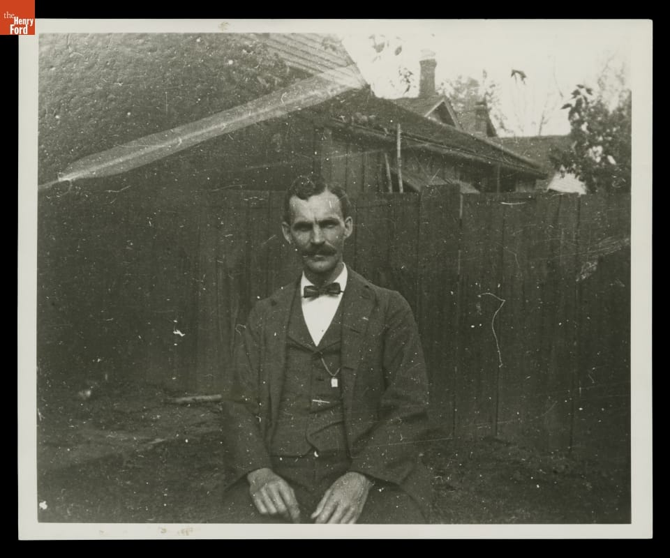 Henry Ford in the Backyard of His Alexandrine Avenue Home in Detroit, Michigan, 1895-1899