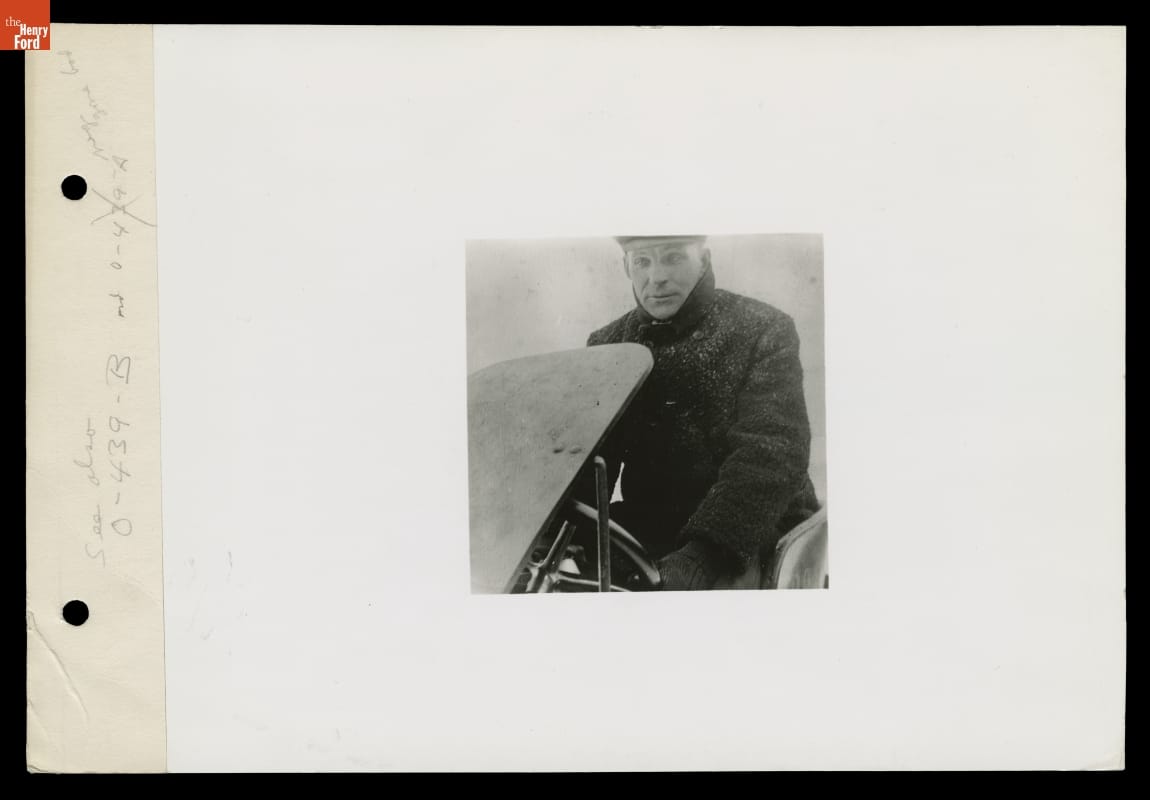 Henry Ford at the Wheel of the "Arrow" Race Car on Lake St. Clair, Michigan, 1904