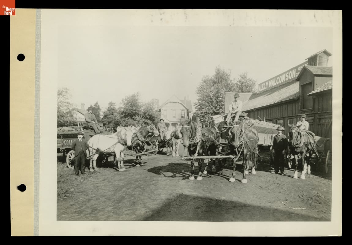 Alexander Malcomson Supervising Delivery Wagons at His Coal Yard, Detroit, Michigan, circa 1896