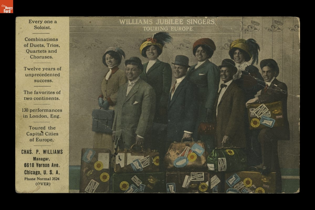 Postcard, "Williams Jubilee Singers Touring Europe," 1905